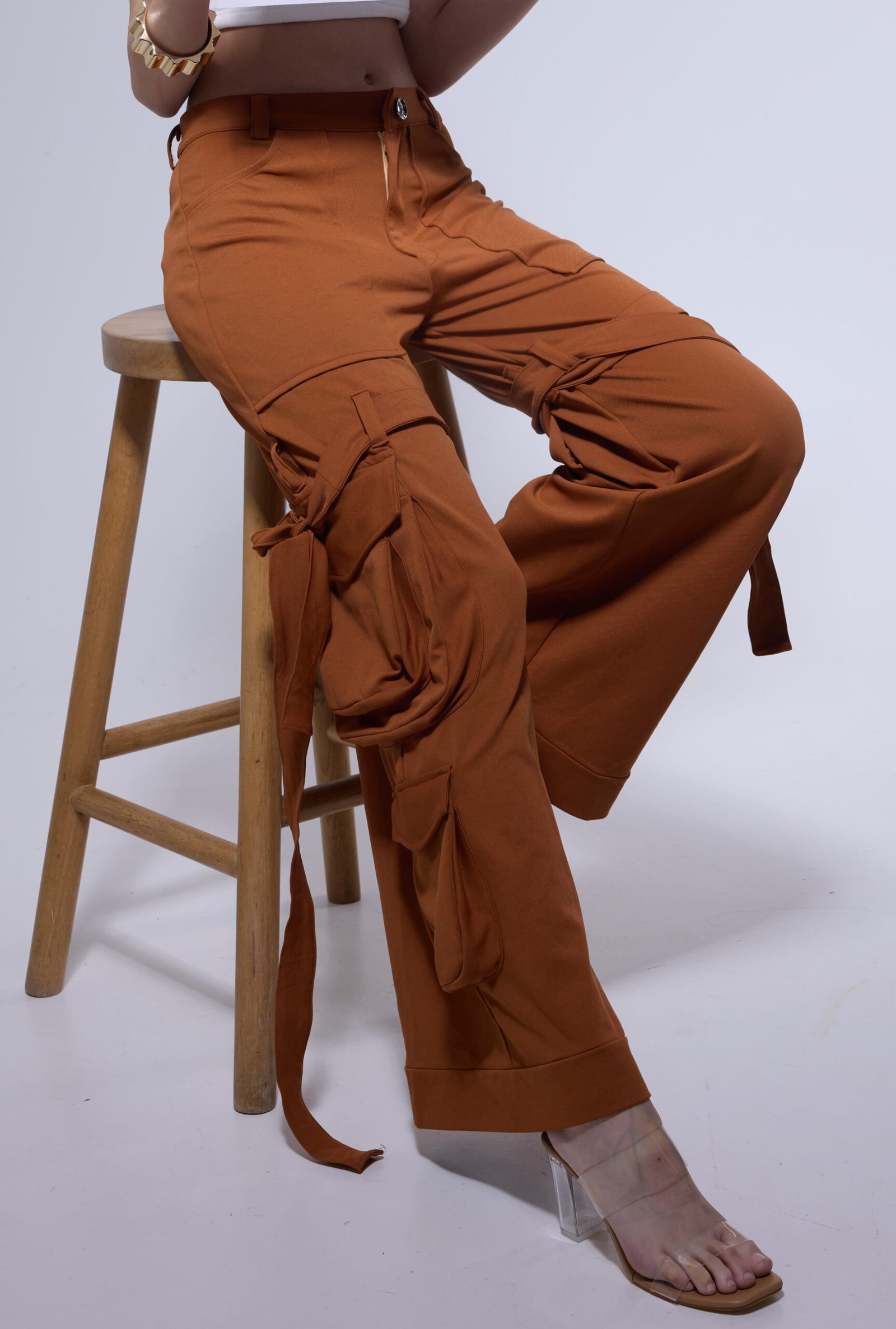 Arden Utility Cargo Pants – Rust - Image 2